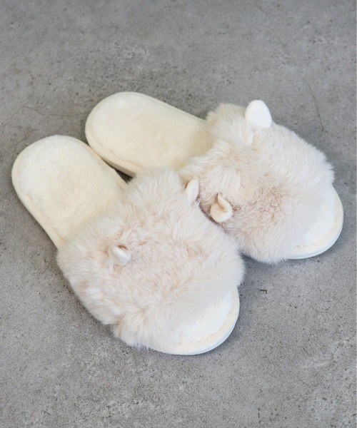 Monocoro toppi（モノコロトッピ）の「猫耳 ファー もこもこ ルームシューズ サンダル（サンダル・レディース・グレー/アイボリー/モカ・フリー）」の7枚目の写真