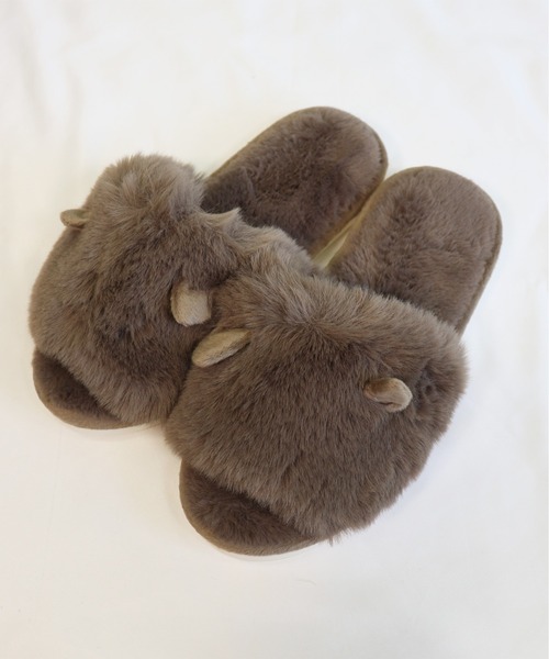 Monocoro toppi（モノコロトッピ）の「猫耳 ファー もこもこ ルームシューズ サンダル（サンダル・レディース・グレー/アイボリー/モカ・フリー）」の10枚目の写真