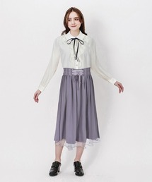 axes femme POETIQUE | バックフリルレースアップSK(スカート)