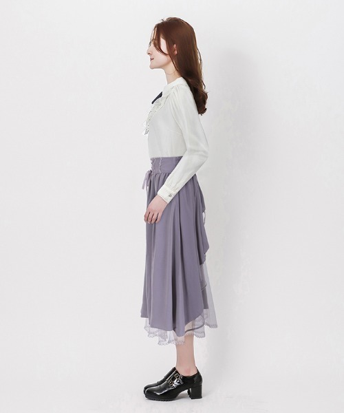 axes femme POETIQUE（アクシーズファムポエティック）の「バックフリルレースアップＳＫ（スカート・レディース・パープル/ワイン/ブラック・MEDIUM）」の7枚目の写真