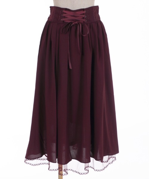 axes femme POETIQUE（アクシーズファムポエティック）の「バックフリルレースアップＳＫ（スカート・レディース・パープル/ワイン/ブラック・MEDIUM）」の8枚目の写真