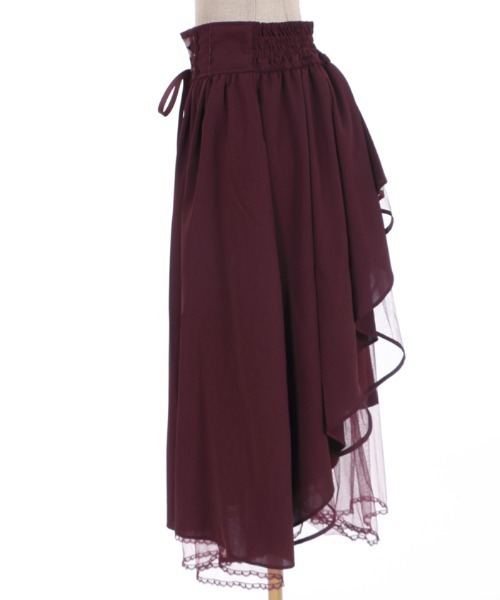 axes femme POETIQUE（アクシーズファムポエティック）の「バックフリルレースアップＳＫ（スカート・レディース・パープル/ワイン/ブラック・MEDIUM）」の9枚目の写真