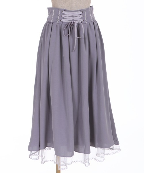 axes femme POETIQUE（アクシーズファムポエティック）の「バックフリルレースアップＳＫ（スカート・レディース・パープル/ワイン/ブラック・MEDIUM）」の18枚目の写真
