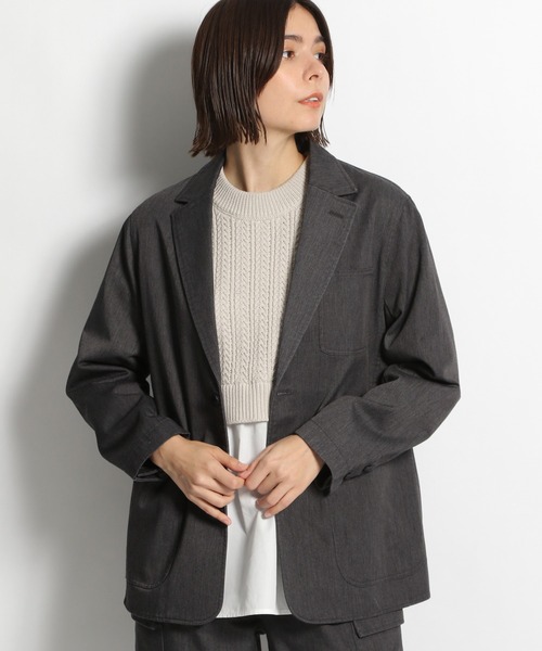 niko and...（ニコアンド）の「ツイルテーラードジャケット（テーラードジャケット・レディース・チャコール/ベージュ・MEDIUM/LARGE）」の2枚目の写真