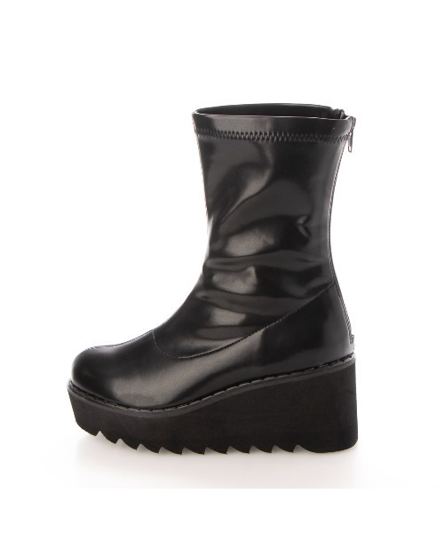 Elvis Luce(エルビスルーチェ)の「ElvisLuce(エルビスルーチェ) シャークソール厚底ストレッチミドル ブーツ(ブーツ・レディース・ブラック/グレー・LL/M/S/L)」の8枚目の写真