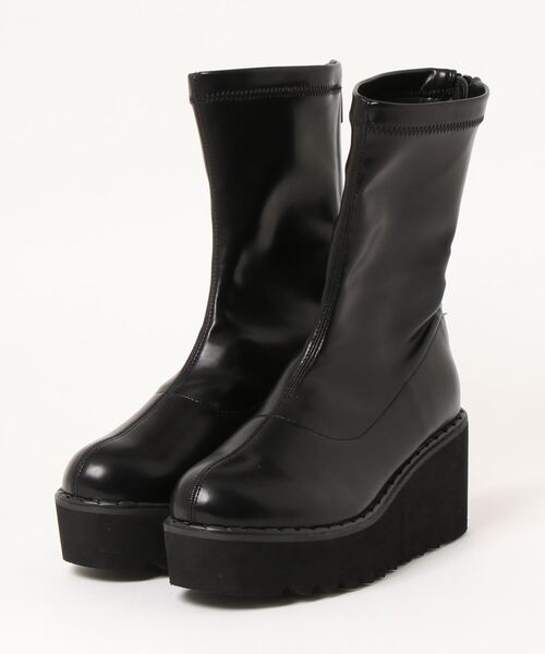 Elvis Luce(エルビスルーチェ)の「ElvisLuce(エルビスルーチェ) シャークソール厚底ストレッチミドル ブーツ(ブーツ・レディース・ブラック/グレー・LL/M/S/L)」の16枚目の写真