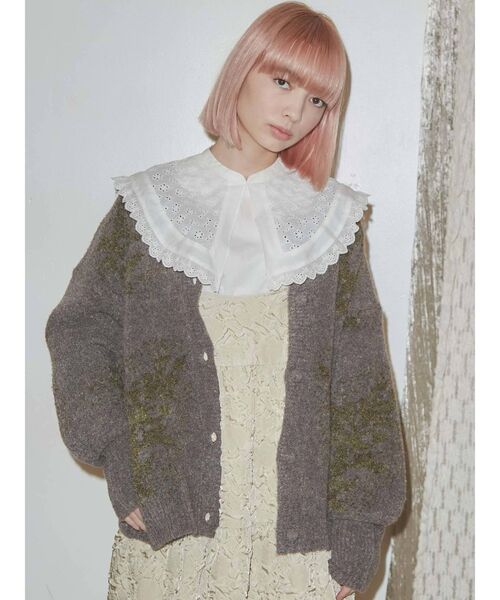 merry jenny（メリージェニー）の「garden knit cardigan（カーディガン/ボレロ・レディース・パープル/グレー/グリーン・FREE）」の3枚目の写真