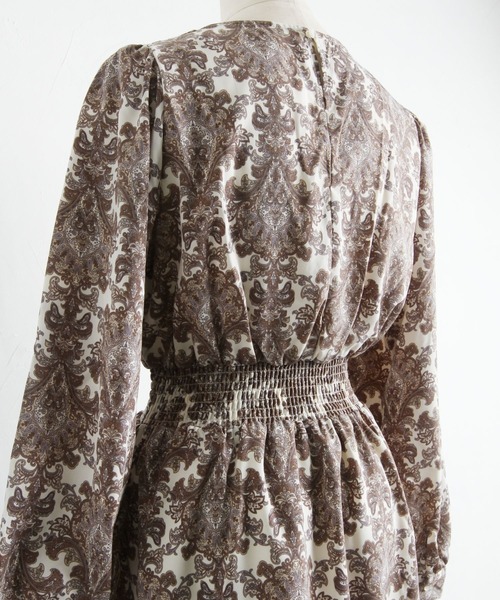 tocco closet（トッコ　クローゼット）の「ダマスクプリントウエストシャーリングワンピース（ワンピース・レディース・ブラック/アイボリー・M）」の20枚目の写真