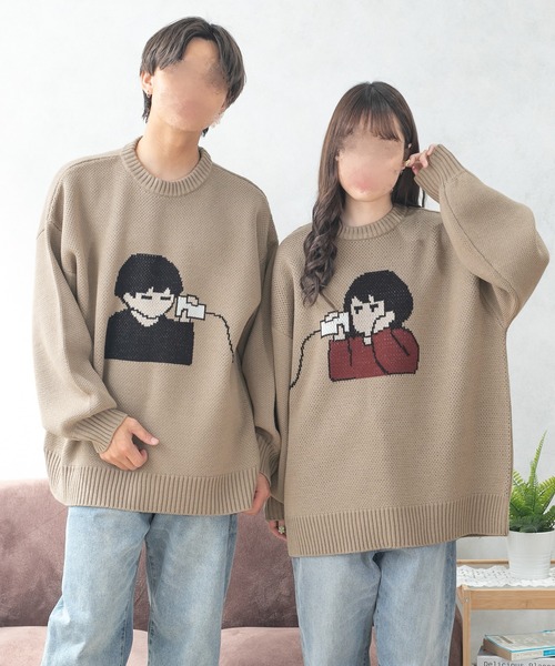 PairPair（ペアペア）の「カップル柄ジャガードニットプルオーバー(ユニセックス)（ニット/セーター・レディース・グリーン/ボルドー/モカ/ネイビー/ブラウン系その他・MEDIUM/LARGE）」の3枚目の写真