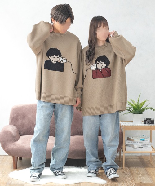 PairPair（ペアペア）の「カップル柄ジャガードニットプルオーバー(ユニセックス)（ニット/セーター・レディース・グリーン/ボルドー/モカ/ネイビー/ブラウン系その他・MEDIUM/LARGE）」の16枚目の写真