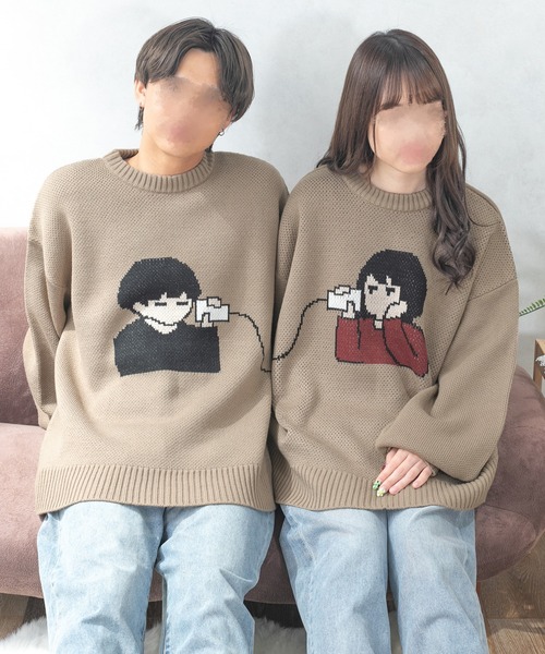 PairPair（ペアペア）の「カップル柄ジャガードニットプルオーバー(ユニセックス)（ニット/セーター・レディース・グリーン/ボルドー/モカ/ネイビー/ブラウン系その他・MEDIUM/LARGE）」の7枚目の写真