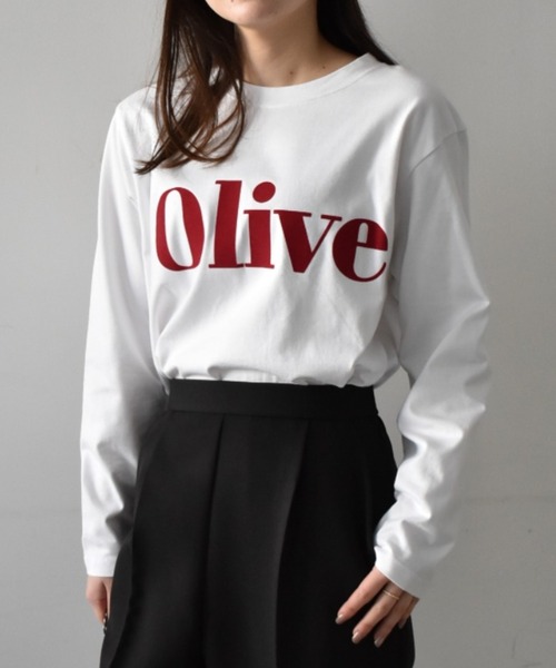 RANAN（ラナン）の「綿100% フロッキープリントロゴロンT(長袖)（Tシャツ/カットソー・レディース・オフホワイト/チャコール/ホワイト系その他/グレー系その他/ホワイト×レッド/ホワイト×グリーン・LL/L/M）」の3枚目の写真