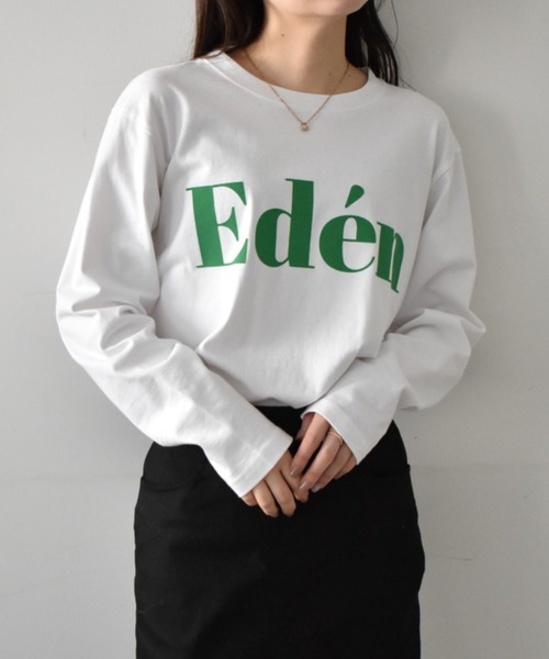 RANAN（ラナン）の「綿100% フロッキープリントロゴロンT(長袖)（Tシャツ/カットソー・レディース・オフホワイト/チャコール/ホワイト系その他/グレー系その他/ホワイト×レッド/ホワイト×グリーン・LL/L/M）」の4枚目の写真