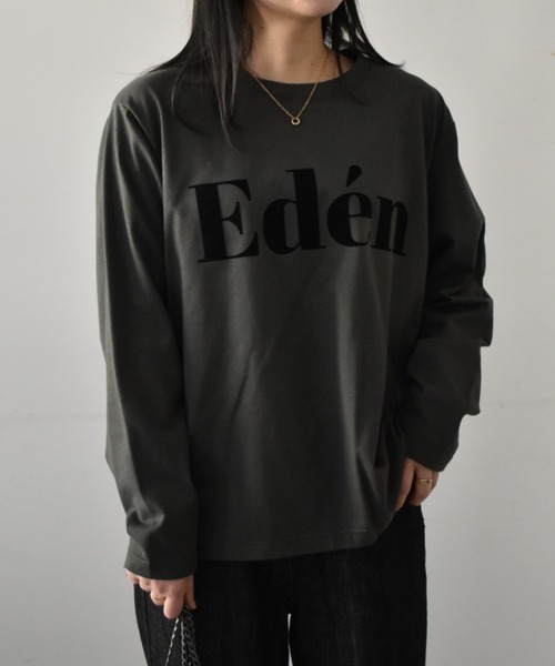 RANAN（ラナン）の「綿100% フロッキープリントロゴロンT(長袖)（Tシャツ/カットソー・レディース・オフホワイト/チャコール/ホワイト系その他/グレー系その他/ホワイト×レッド/ホワイト×グリーン・LL/L/M）」の6枚目の写真