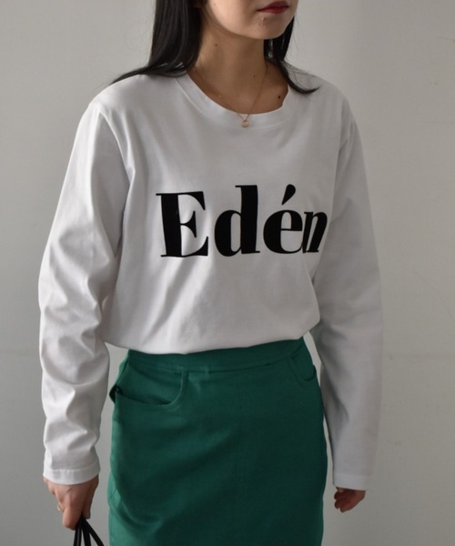 RANAN（ラナン）の「綿100% フロッキープリントロゴロンT(長袖)（Tシャツ/カットソー・レディース・オフホワイト/チャコール/ホワイト系その他/グレー系その他/ホワイト×レッド/ホワイト×グリーン・LL/L/M）」の10枚目の写真