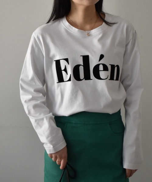 RANAN（ラナン）の「綿100% フロッキープリントロゴロンT(長袖)（Tシャツ/カットソー・レディース・オフホワイト/チャコール/ホワイト系その他/グレー系その他/ホワイト×レッド/ホワイト×グリーン・LL/L/M）」の11枚目の写真