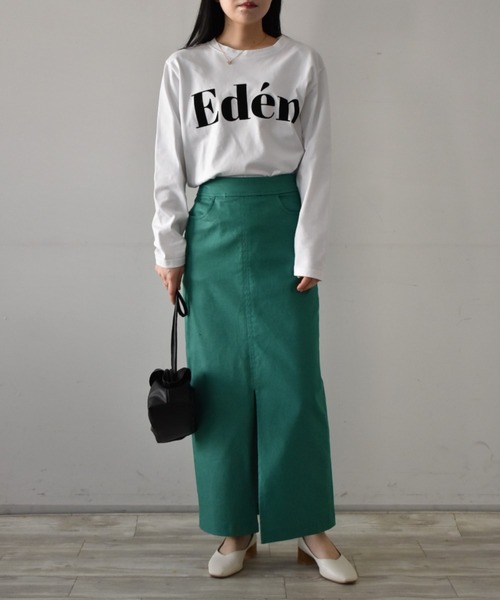 RANAN（ラナン）の「綿100% フロッキープリントロゴロンT(長袖)（Tシャツ/カットソー・レディース・オフホワイト/チャコール/ホワイト系その他/グレー系その他/ホワイト×レッド/ホワイト×グリーン・LL/L/M）」の12枚目の写真