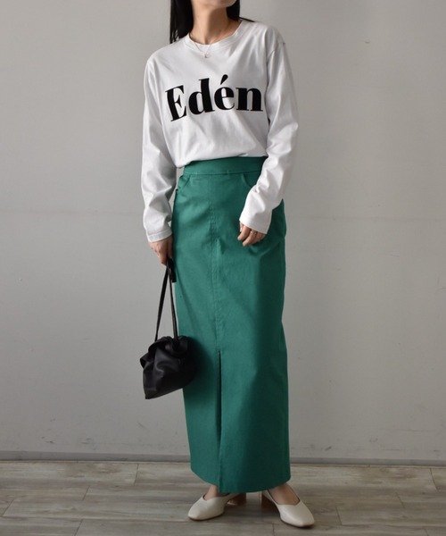 RANAN（ラナン）の「綿100% フロッキープリントロゴロンT(長袖)（Tシャツ/カットソー・レディース・オフホワイト/チャコール/ホワイト系その他/グレー系その他/ホワイト×レッド/ホワイト×グリーン・LL/L/M）」の13枚目の写真