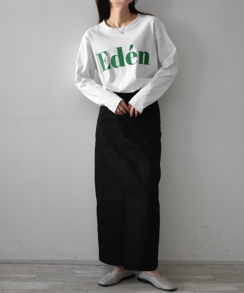 RANAN（ラナン）の「綿100% フロッキープリントロゴロンT(長袖)（Tシャツ/カットソー・レディース・オフホワイト/チャコール/ホワイト系その他/グレー系その他/ホワイト×レッド/ホワイト×グリーン・LL/L/M）」の18枚目の写真