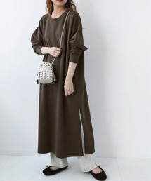 【STAR＆STRIPE】CREW LONG SLIT：カットソーワンピース◆