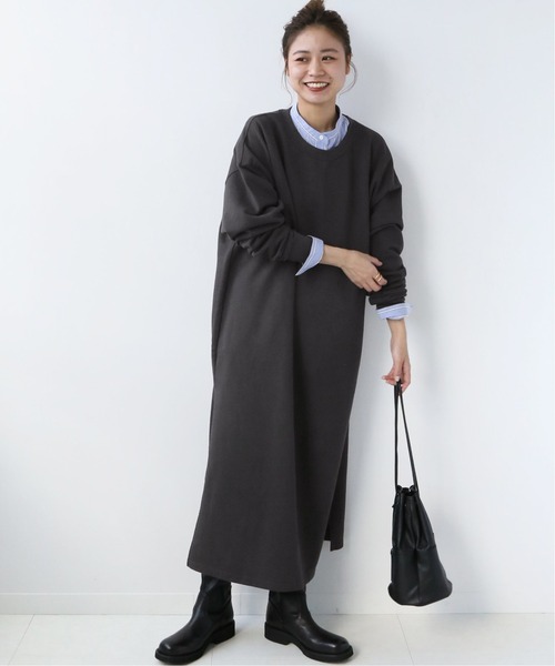 JOURNAL STANDARD relume（ジャーナルスタンダード　レリューム）の「【STAR＆STRIPE】CREW LONG SLIT：カットソーワンピース◆（ワンピース・レディース・ブラウン/ブラック・MEDIUM）」の4枚目の写真