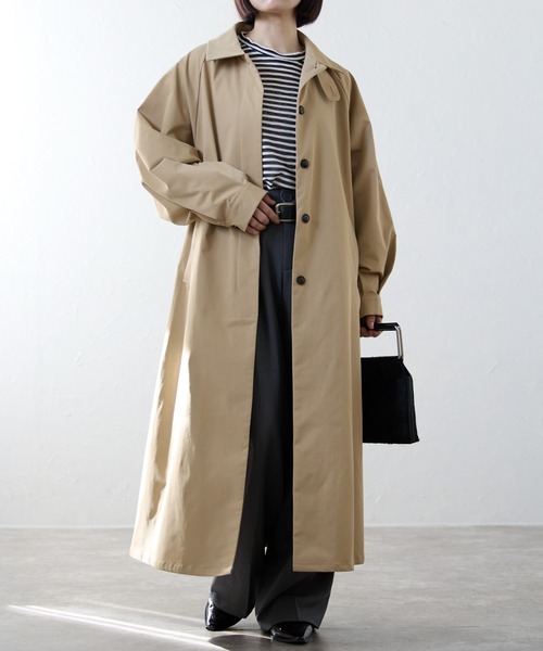 セール】ステンカラースタンドロングコート / バルマカンコート