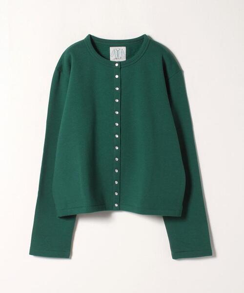 agnes b.（アニエスベー）の「M001 CARDIGAN カーディガンプレッション [オリジナルバッジ付]（カーディガン/ボレロ・レディース・グリーン・1/3）」の2枚目の写真