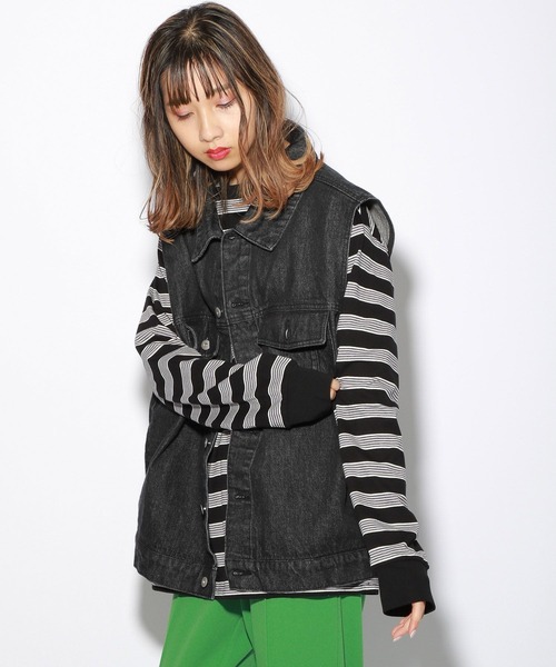 PBLIM（ページボーイリム）の「【PAGEBOYLIM】デニムベスト（ベスト・レディース・ブラック/ブルー・FREE）」の7枚目の写真