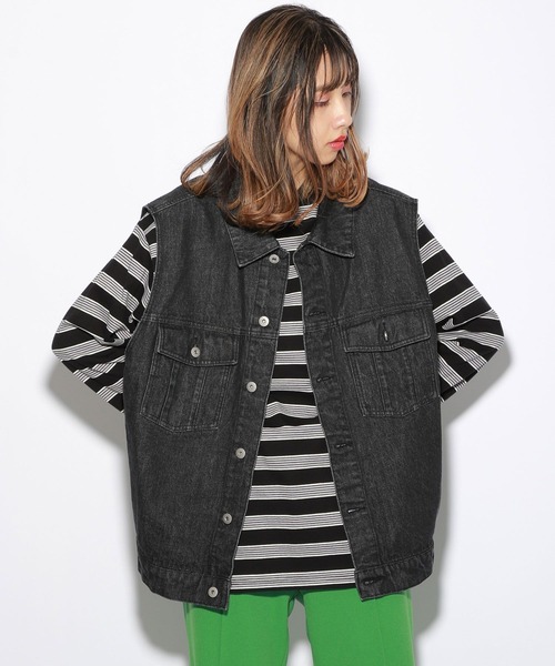 PBLIM（ページボーイリム）の「【PAGEBOYLIM】デニムベスト（ベスト・レディース・ブラック/ブルー・FREE）」の20枚目の写真