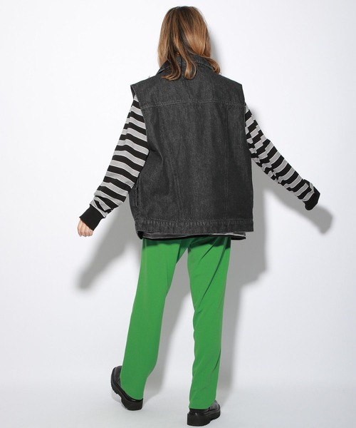 PBLIM（ページボーイリム）の「【PAGEBOYLIM】デニムベスト（ベスト・レディース・ブラック/ブルー・FREE）」の3枚目の写真