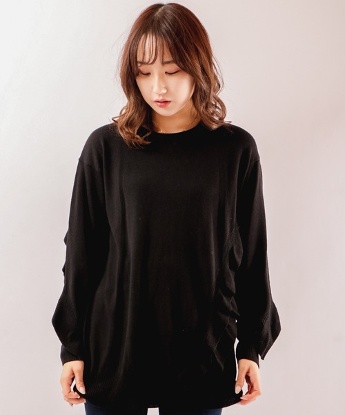 【セール】Abanicos ソフトウェーブラッフル チュニックセーター（チュニック）｜FUNALIVE（ファンアライブ）