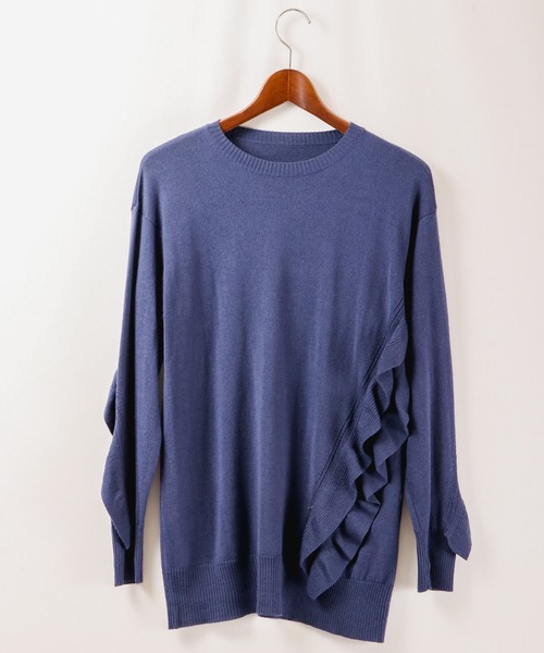 【セール】Abanicos ソフトウェーブラッフル チュニックセーター（チュニック）｜FUNALIVE（ファンアライブ）