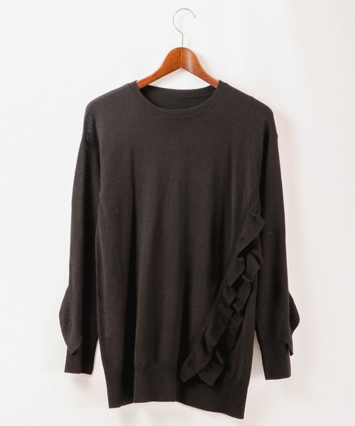 【セール】Abanicos ソフトウェーブラッフル チュニックセーター（チュニック）｜FUNALIVE（ファンアライブ）