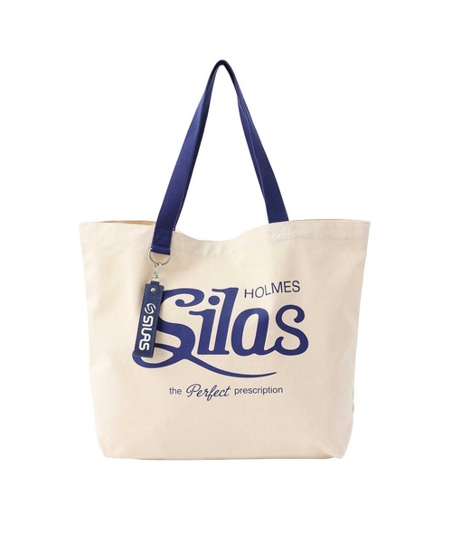 SILAS（サイラス）の「CURSIVE LOGO BIG TOTE  NAVY　サイラスカーシヴロゴビッグトートネイビー（トートバッグ・メンズ・ホワイト・ONE SIZE）」の9枚目の写真