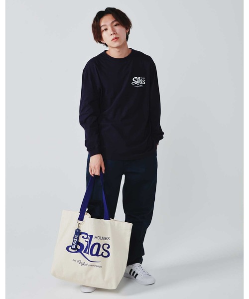 SILAS（サイラス）の「CURSIVE LOGO BIG TOTE  NAVY　サイラスカーシヴロゴビッグトートネイビー（トートバッグ・メンズ・ホワイト・ONE SIZE）」の11枚目の写真