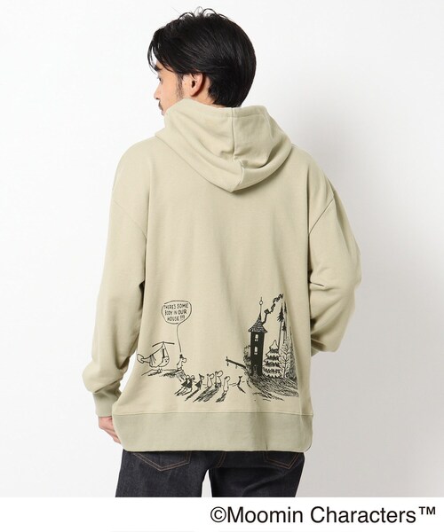 MOOMIN(ムーミン)の「◆MOOMIN ムーミン / バックプリント 裏毛フーディー(パーカー・メンズ・ブラック/アイボリー/ベージュ/ライトブルー/グレー・04/03/02)」の4枚目の写真