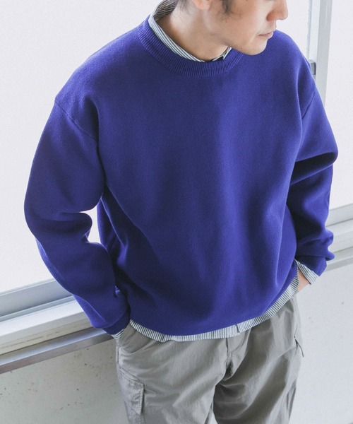 URBAN RESEARCH DOORS(アーバンリサーチドアーズ)の「ミラノリブクルーネックニット(ニット/セーター・メンズ・ロイヤルブルー/ホワイト系その他/ベージュ系その他・40/38)」の3枚目の写真