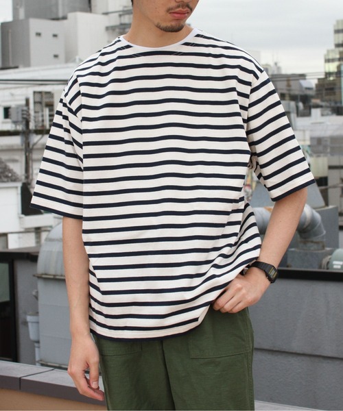 ORCIVAL（オーシバル）の「ORCIVAL/オーシバル　18SUVIN JERSEY ボートネックショートスリーブ　ボーダー　BOAT NECK SHORT SLEEVE BORDER OR-C0084 SOE（Tシャツ/カットソー・メンズ・ネイビー/レッド/ブルー/ブルー系その他/ライトベージュ・4/3/5）」の4枚目の写真