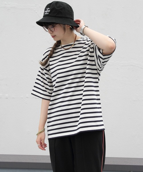ORCIVAL（オーシバル）の「ORCIVAL/オーシバル　18SUVIN JERSEY ボートネックショートスリーブ　ボーダー　BOAT NECK SHORT SLEEVE BORDER OR-C0084 SOE（Tシャツ/カットソー・メンズ・ネイビー/レッド/ブルー/ブルー系その他/ライトベージュ・4/3/5）」の8枚目の写真