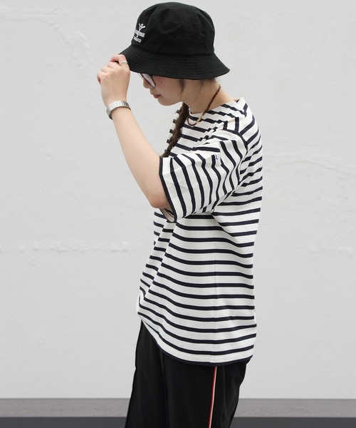 ORCIVAL（オーシバル）の「ORCIVAL/オーシバル　18SUVIN JERSEY ボートネックショートスリーブ　ボーダー　BOAT NECK SHORT SLEEVE BORDER OR-C0084 SOE（Tシャツ/カットソー・メンズ・ネイビー/レッド/ブルー/ブルー系その他/ライトベージュ・4/3/5）」の16枚目の写真