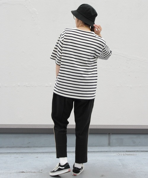 ORCIVAL（オーシバル）の「ORCIVAL/オーシバル　18SUVIN JERSEY ボートネックショートスリーブ　ボーダー　BOAT NECK SHORT SLEEVE BORDER OR-C0084 SOE（Tシャツ/カットソー・メンズ・ネイビー/レッド/ブルー/ブルー系その他/ライトベージュ・4/3/5）」の11枚目の写真