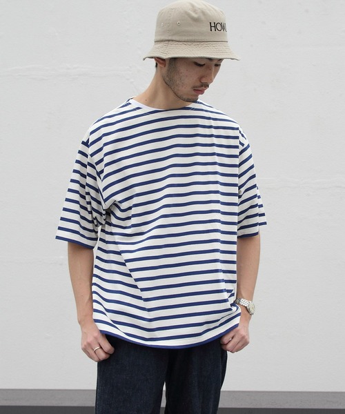 ORCIVAL（オーシバル）の「ORCIVAL/オーシバル　18SUVIN JERSEY ボートネックショートスリーブ　ボーダー　BOAT NECK SHORT SLEEVE BORDER OR-C0084 SOE（Tシャツ/カットソー・メンズ・ネイビー/レッド/ブルー/ブルー系その他/ライトベージュ・4/3/5）」の10枚目の写真