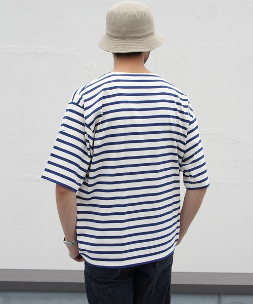 ORCIVAL（オーシバル）の「ORCIVAL/オーシバル　18SUVIN JERSEY ボートネックショートスリーブ　ボーダー　BOAT NECK SHORT SLEEVE BORDER OR-C0084 SOE（Tシャツ/カットソー・メンズ・ネイビー/レッド/ブルー/ブルー系その他/ライトベージュ・4/3/5）」の9枚目の写真