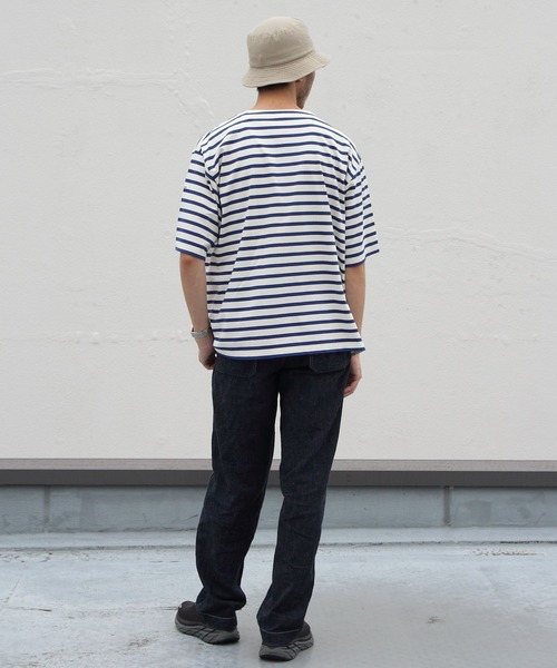ORCIVAL（オーシバル）の「ORCIVAL/オーシバル　18SUVIN JERSEY ボートネックショートスリーブ　ボーダー　BOAT NECK SHORT SLEEVE BORDER OR-C0084 SOE（Tシャツ/カットソー・メンズ・ネイビー/レッド/ブルー/ブルー系その他/ライトベージュ・4/3/5）」の7枚目の写真