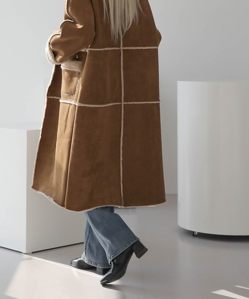 UNE MANSION（ユヌマンション）の「スエードロングムートンコート（その他アウター・レディース・ベージュ/ブラウン・FREE）」の9枚目の写真
