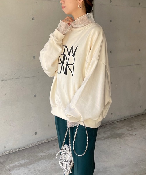 DouDou(ドゥドゥ)の「レースメッシュタートル(Tシャツ/カットソー・レディース・ホワイト/ブラック/ライトグレー・FREE)」の6枚目の写真