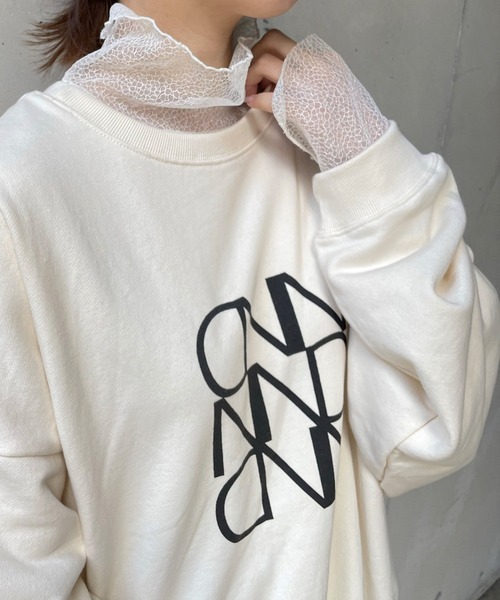 DouDou(ドゥドゥ)の「レースメッシュタートル(Tシャツ/カットソー・レディース・ホワイト/ブラック/ライトグレー・FREE)」の8枚目の写真