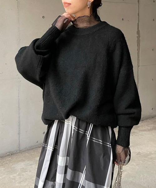 DouDou(ドゥドゥ)の「レースメッシュタートル(Tシャツ/カットソー・レディース・ホワイト/ブラック/ライトグレー・FREE)」の17枚目の写真