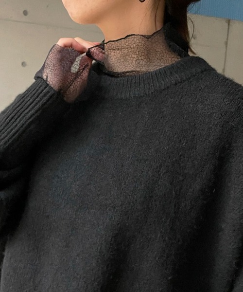 DouDou(ドゥドゥ)の「レースメッシュタートル(Tシャツ/カットソー・レディース・ホワイト/ブラック/ライトグレー・FREE)」の19枚目の写真