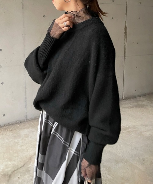 DouDou(ドゥドゥ)の「レースメッシュタートル(Tシャツ/カットソー・レディース・ホワイト/ブラック/ライトグレー・FREE)」の21枚目の写真